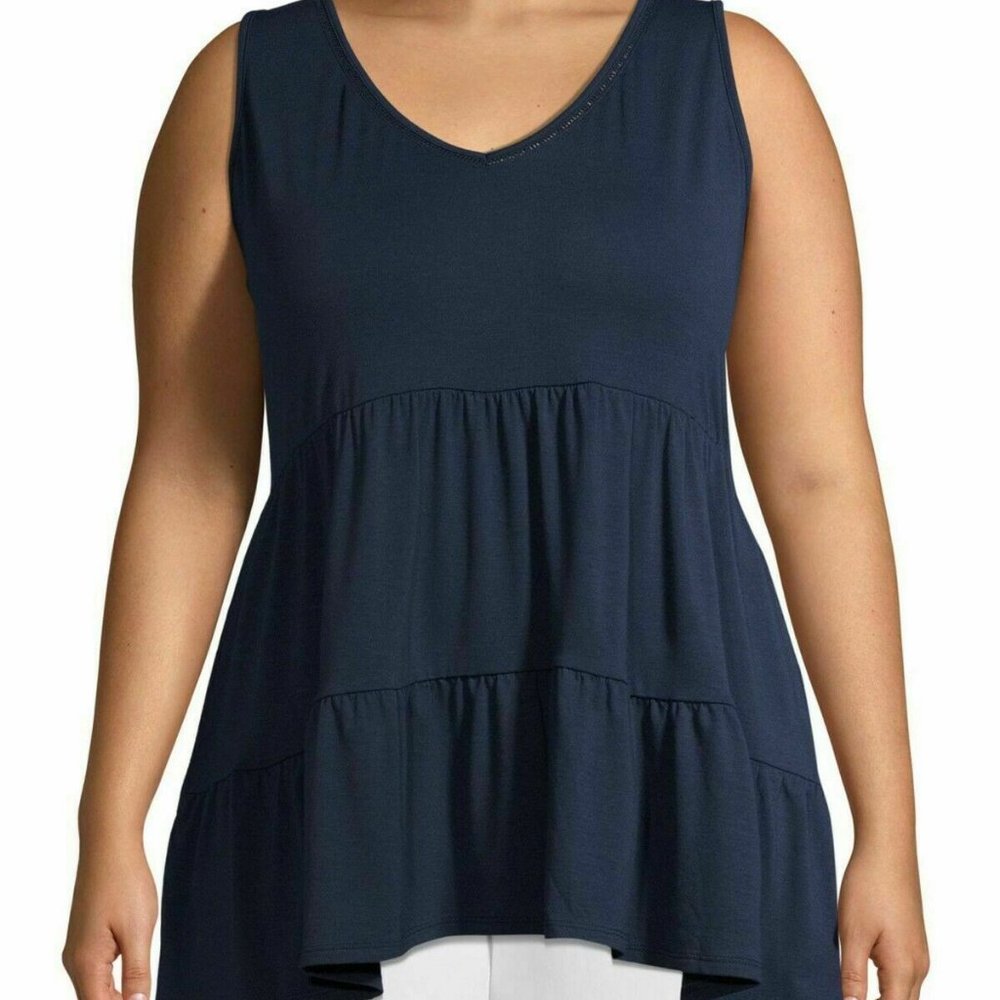 Navy Blue Terra & Sky Women's Plus Size Tiered